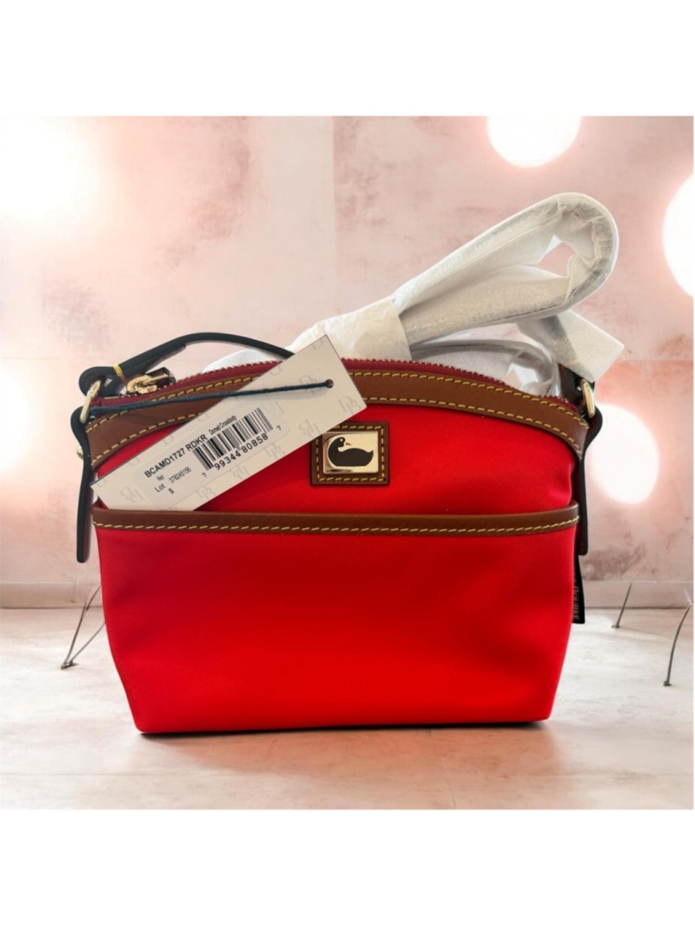 NWT Dooney & Bourke Red Nylon Mini Domed Crossbody Bag